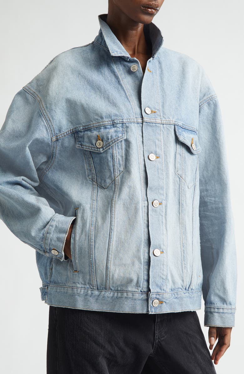 Balenciaga Regular Fit Denim Jacket, Alternate, color, Dirty Light Blue
