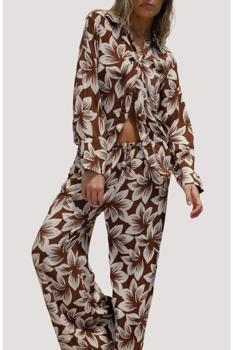 Aya Button-Up Cover-Up Shirt, Alternate, color, COCOA BLOOM