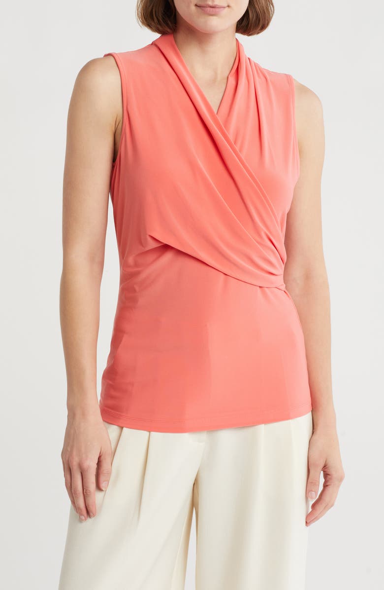 DKNY Sleeveless Ruched Knit Top, Main, color,