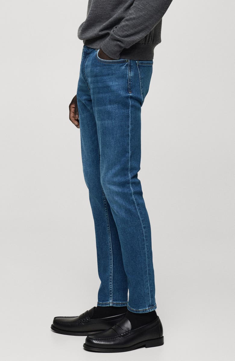 MANGO Jude Skinny Fit Stretch Denim Jeans, Alternate, color, Dark Blue