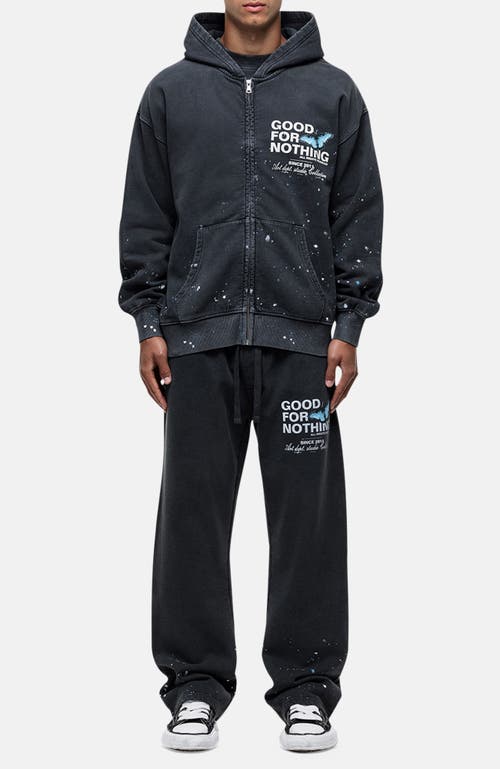 Good For Nothing Studio Paint Butterfly Zip Hoodie In Blue