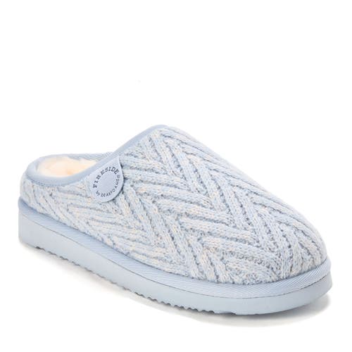 Dearfoams Fireside Greta Genuine Shearling Knit Clog Slipper In Blue