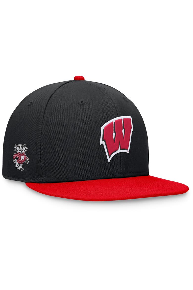 Men's Top of the World Black/Red Wisconsin Badgers Rally Two-Tone Fitted Hat, Alternate, color, Black