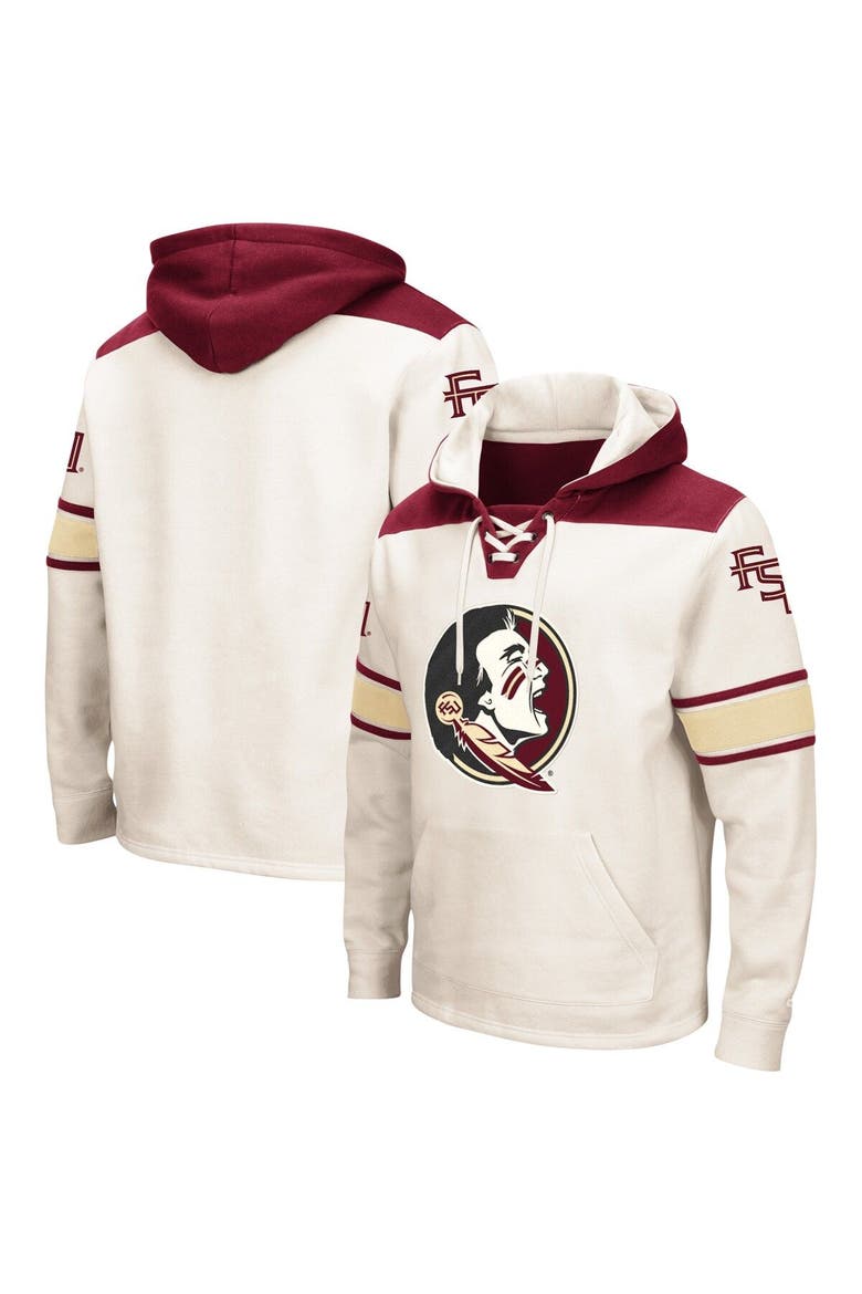 Men's Colosseum Cream Florida State Seminoles Big & Tall Hockey Lace-Up Pullover Hoodie, Main, color, Cream