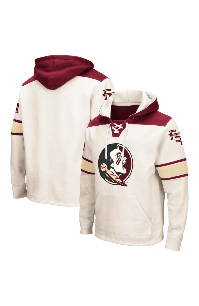 COLOSSEUM Men's Colosseum Cream Florida State Seminoles Big & Tall Hockey Lace-Up Pullover Hoodie, Main, color,