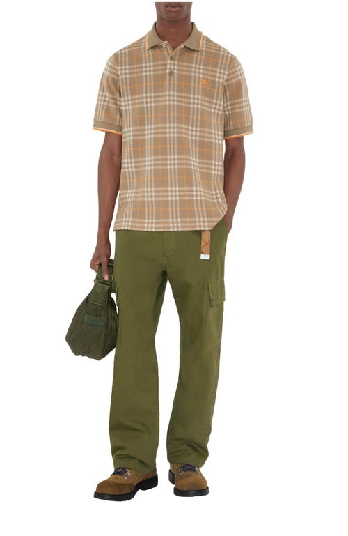 Burberry Checked Cotton Polo Shirt In Brown