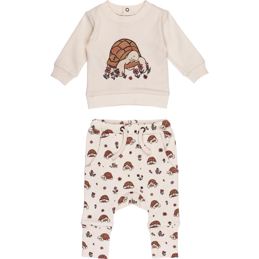 L'ovedbaby Organic Cotton Fleece Graphic Sweatshirt & Joggers Set In Neutral