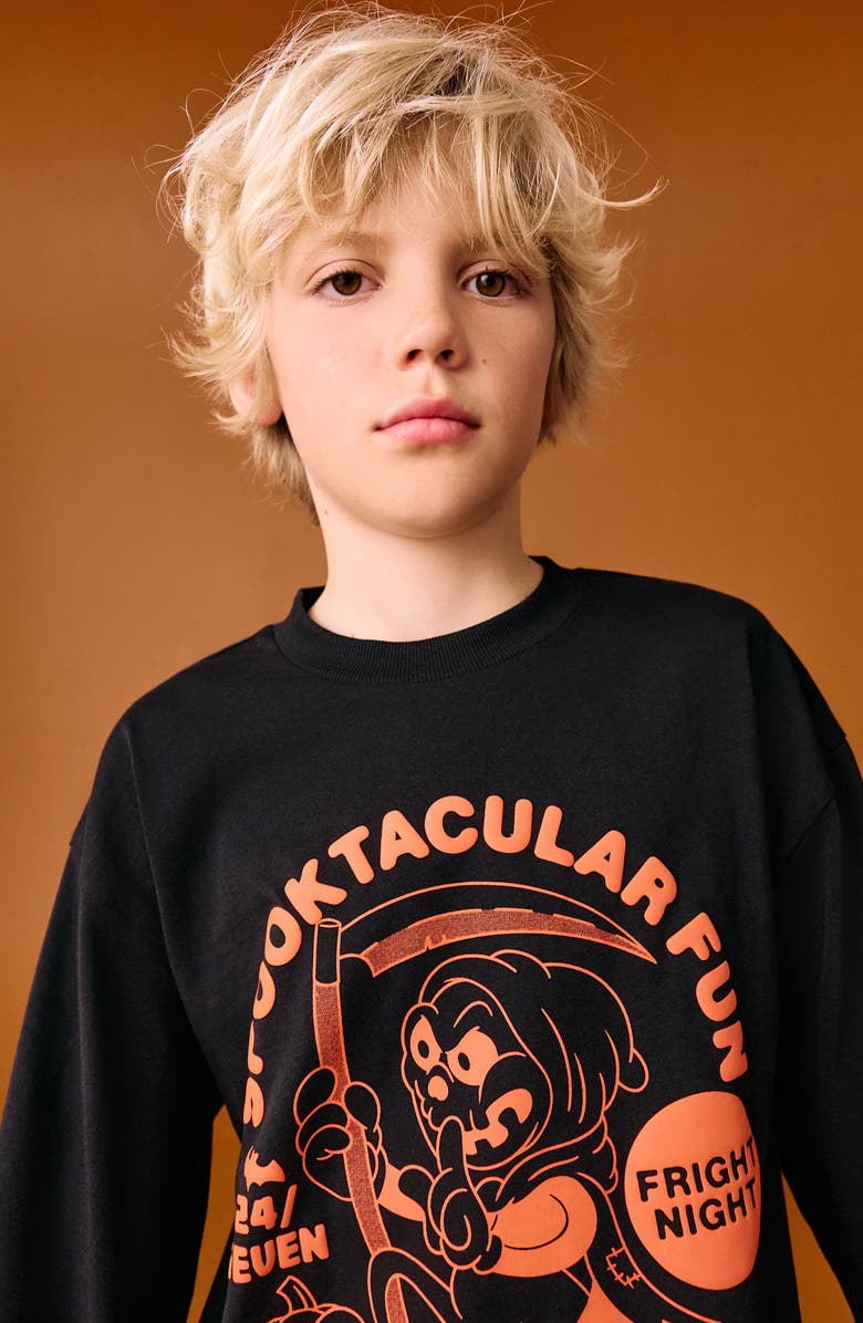 NEXT Kids' Spooktacular Halloween Cotton Graphic T-Shirt, Alternate, color, Black