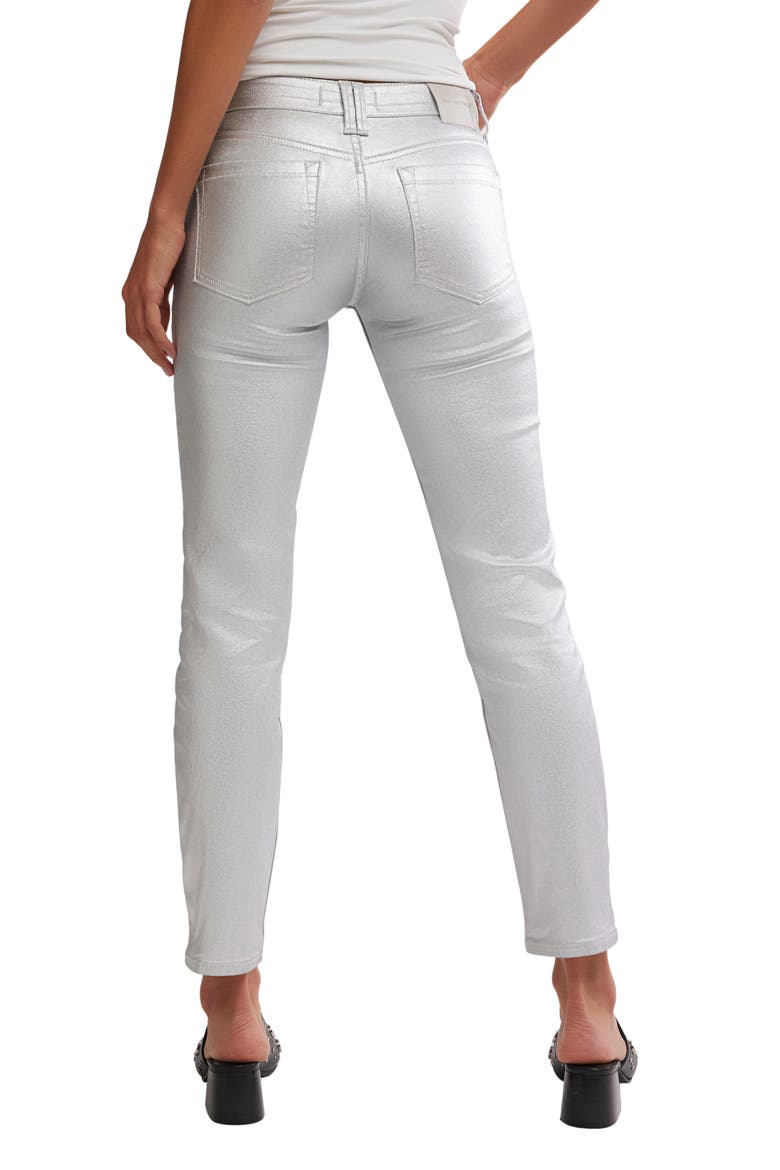 Oracle Metallic Low-Rise Slim Ankle Straight Jeans, Alternate, color, DIVINE