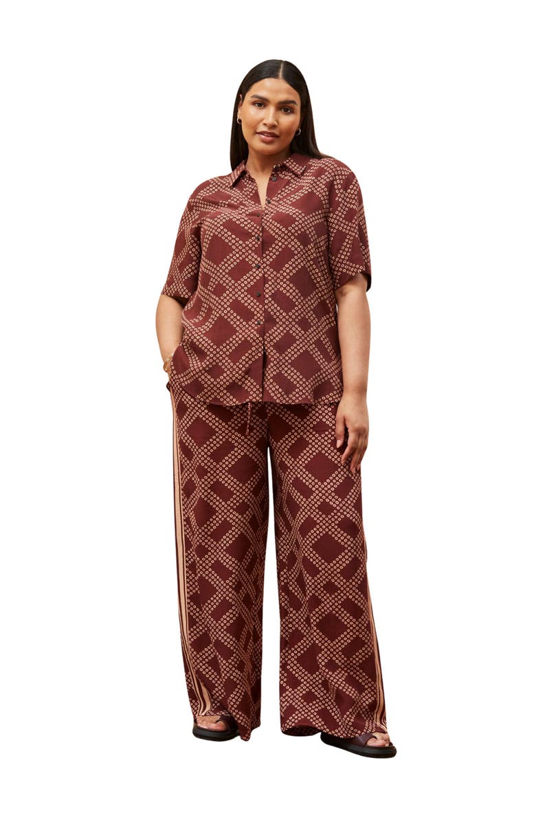 Live Unlimited Geo Print Wide Leg Trouser, Alternate, color, Brown