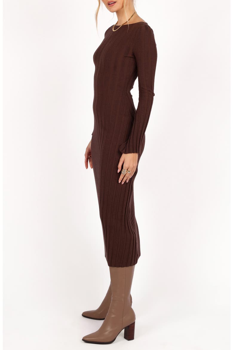 Jolene Long Sleeve Rib Maxi Dress, Alternate, color, BROWN