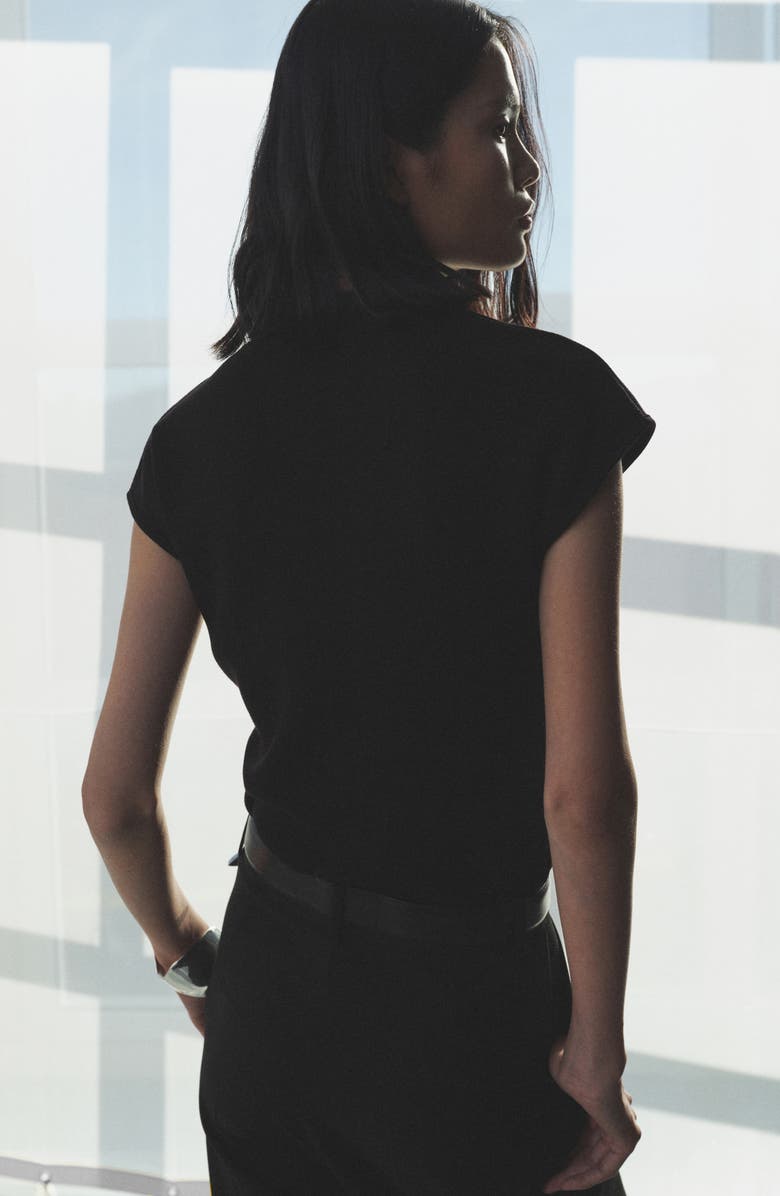 MANGO Perkins Mock Neck Short Sleeve Sweater, Alternate, color, 