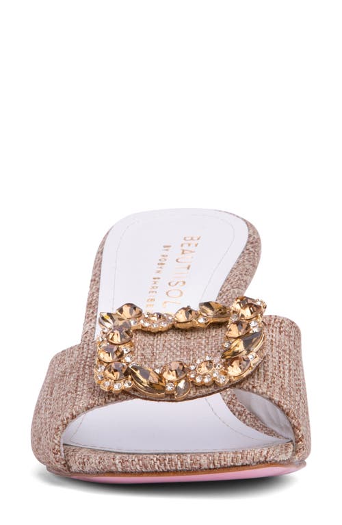 Beautiisoles Eden Kitten Heel Slide Sandal In Brown
