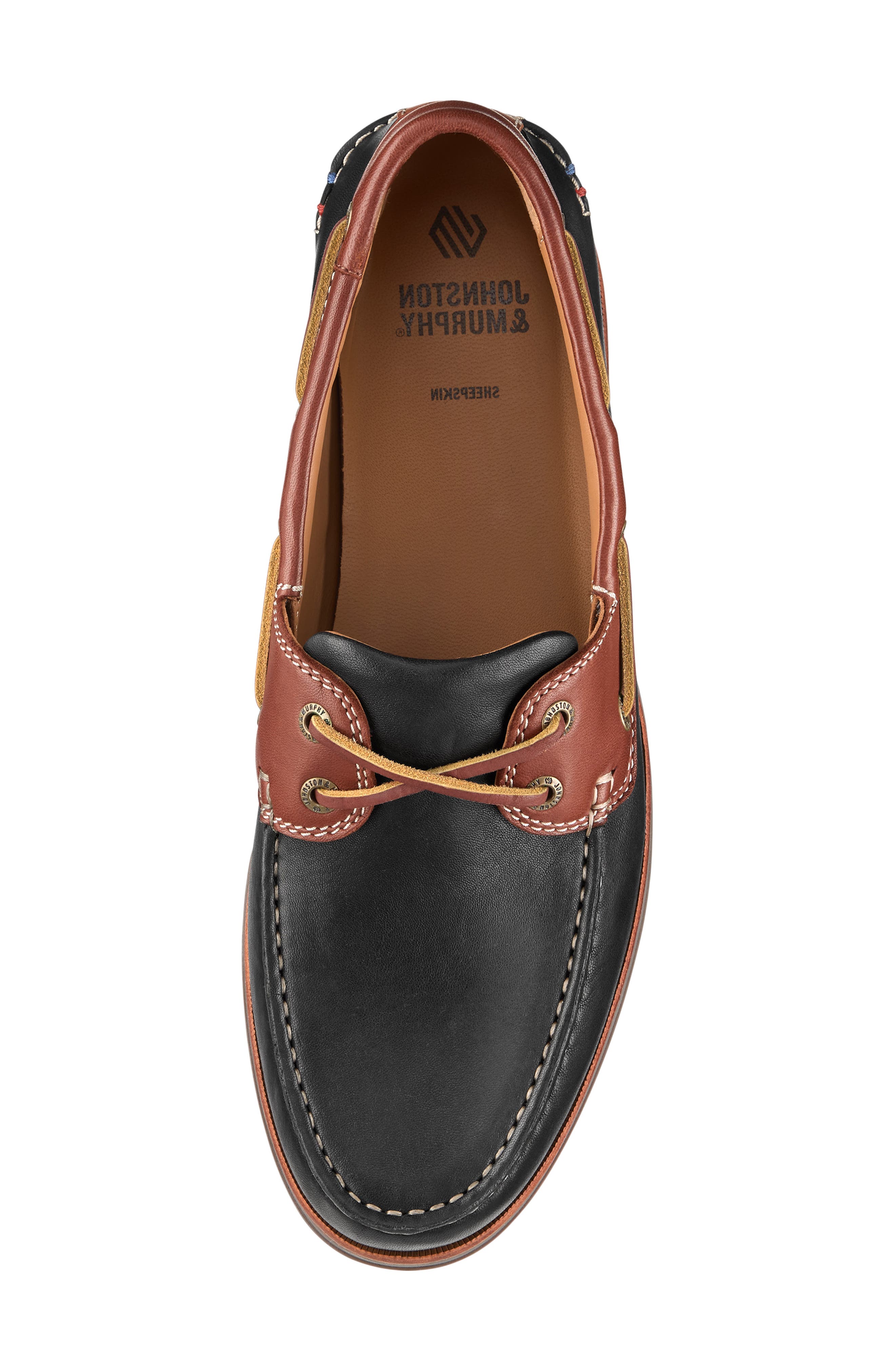 Johnston & Murphy Monaco Boat Shoe, Alternate, color, Black/ Brown Sheepskin