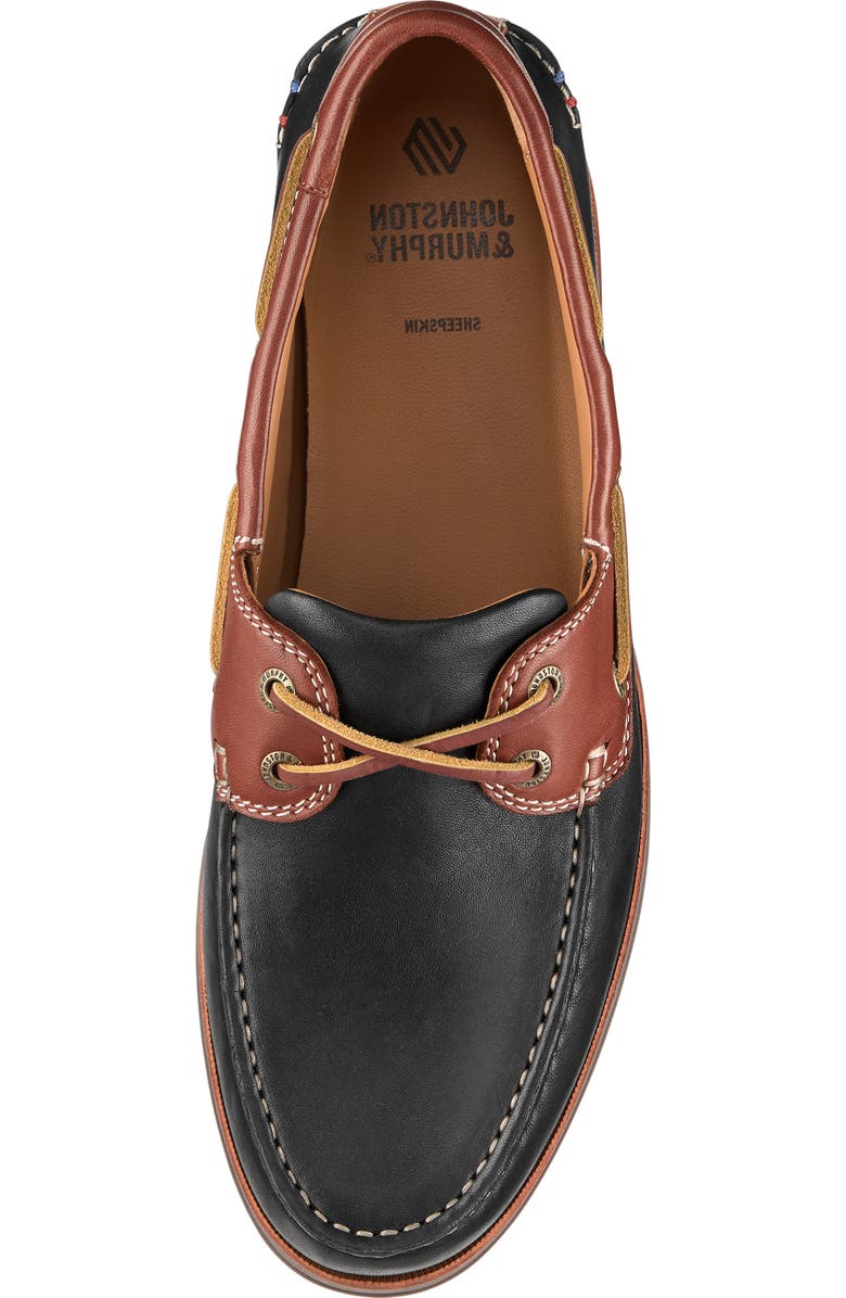 Johnston & Murphy Monaco Boat Shoe, Alternate, color, Black/ Brown Sheepskin