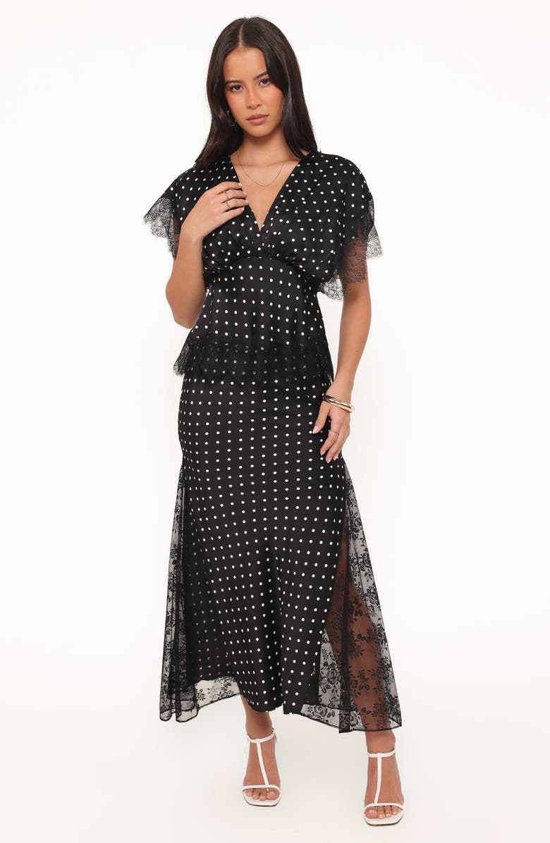 Petal & Pup Ailbhe Lace Skirt, Alternate, color, Black Polka Dot