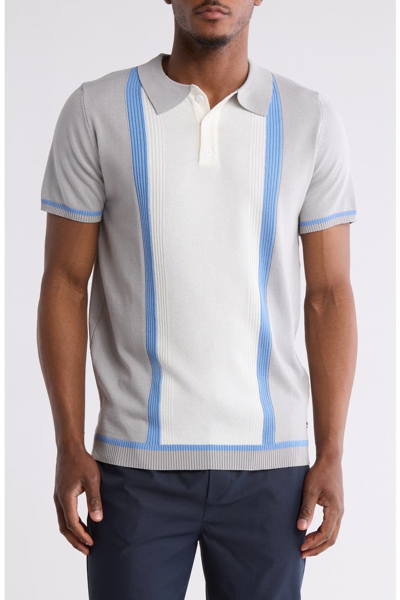 Colorblock Sweater Knit Polo, Main, color, GREY
