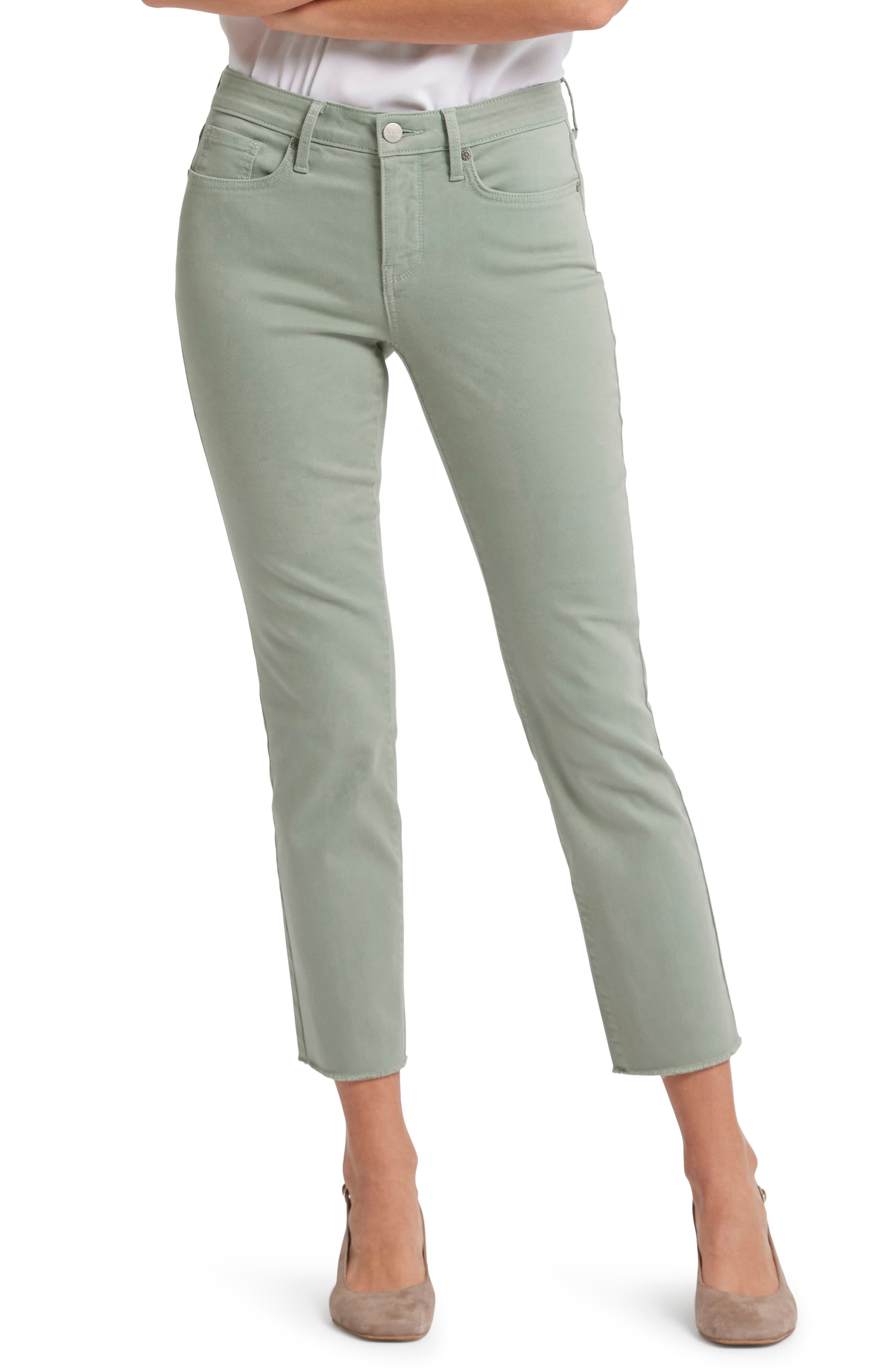 NYDJ Sheri Frayed Hem Slim Jeans in Lily Pad 