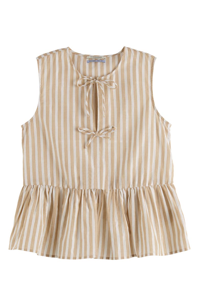 Scotch & Soda Bow Details Sleeveless Top, Alternate, color, Desert Sand Stripe With Lurex