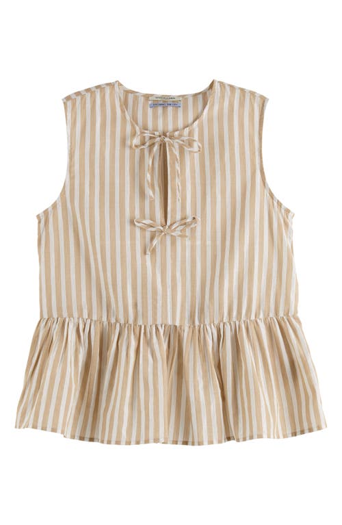 Scotch & Soda Bow Details Sleeveless Top In Desert Sand Stripe With Lurex