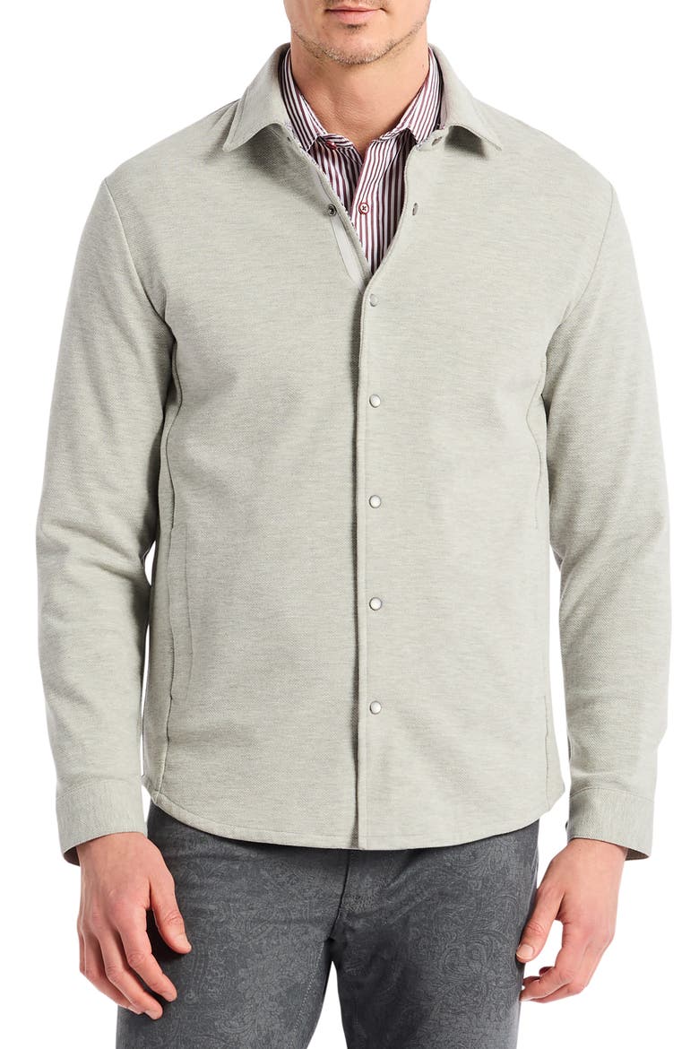 Kellan Knit Snap-Up Shirt Jacket, Main, color, LIGHT GREY