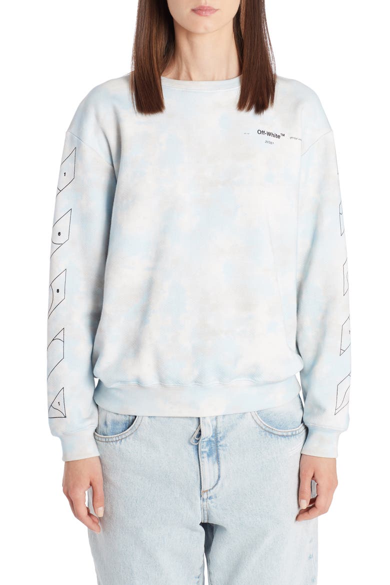 Color By Numbers Tie Dye Sweatshirt, Main, color, LIGHT BLUE BLACK