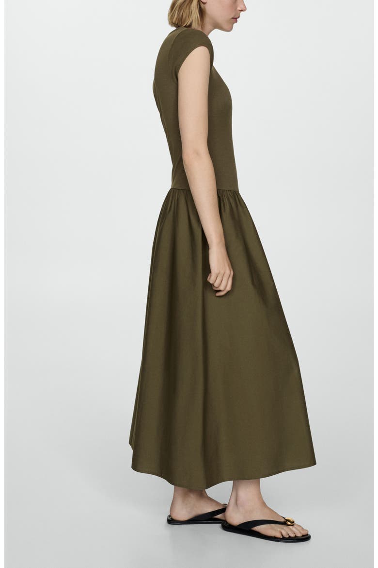 Mixed Media Fit & Flare T-Shirt Dress, Alternate, color, KHAKI GREEN