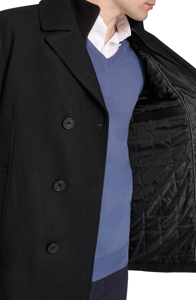 Kenneth Cole New York Classic Wool Peacoat, Alternate, color, Black