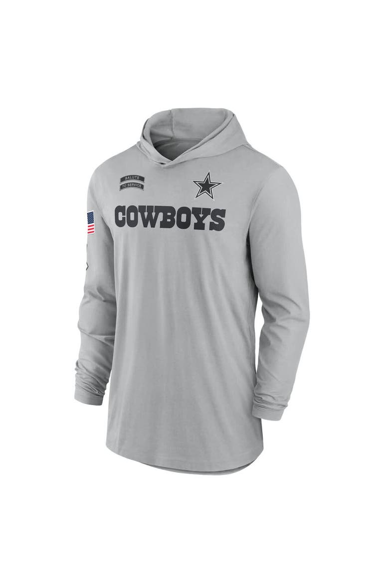 Men's Nike Gray Dallas Cowboys 2024 Salute to Service Lightweight Performance Long Sleeve Hooded T-Shirt, Alternate, color, Gray