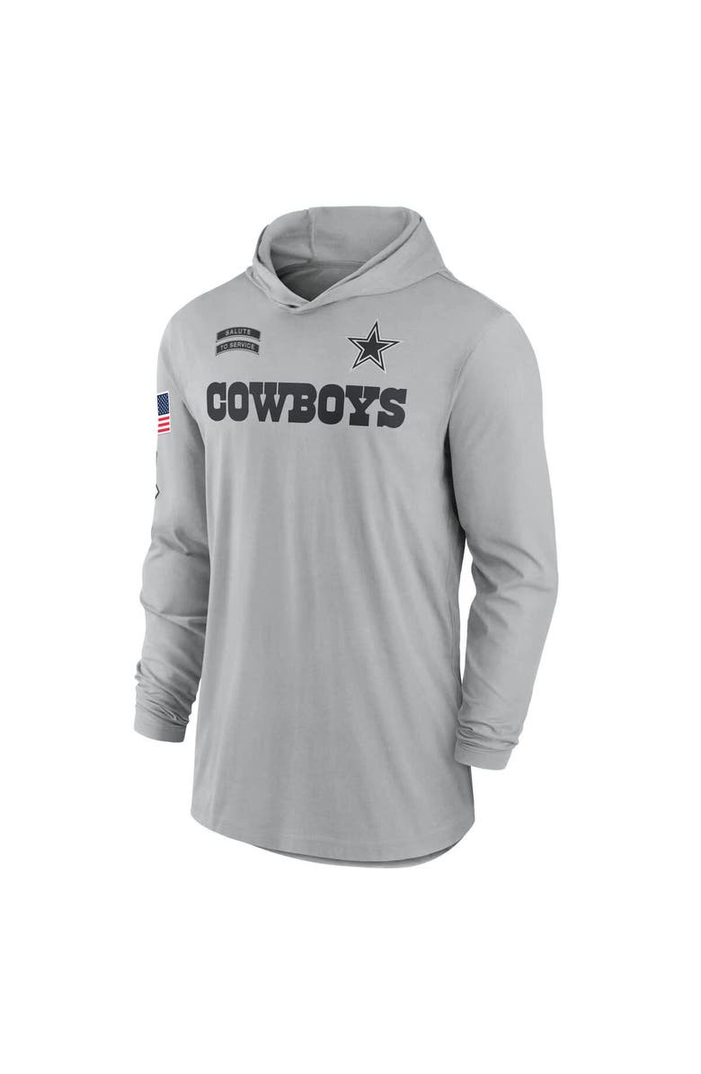 Nike Men's Nike Gray Dallas Cowboys 2024 Salute to Service Lightweight Performance Long Sleeve Hooded T-Shirt, Alternate, color, Gray