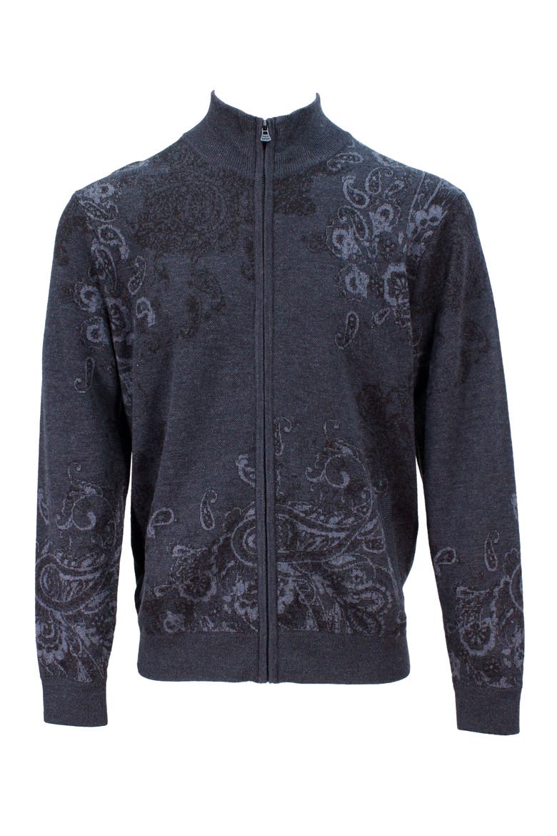 Frederick Merino Wool Silk Cashmere Full-Zip Cardigan Sweater, Main, color, Charcoal