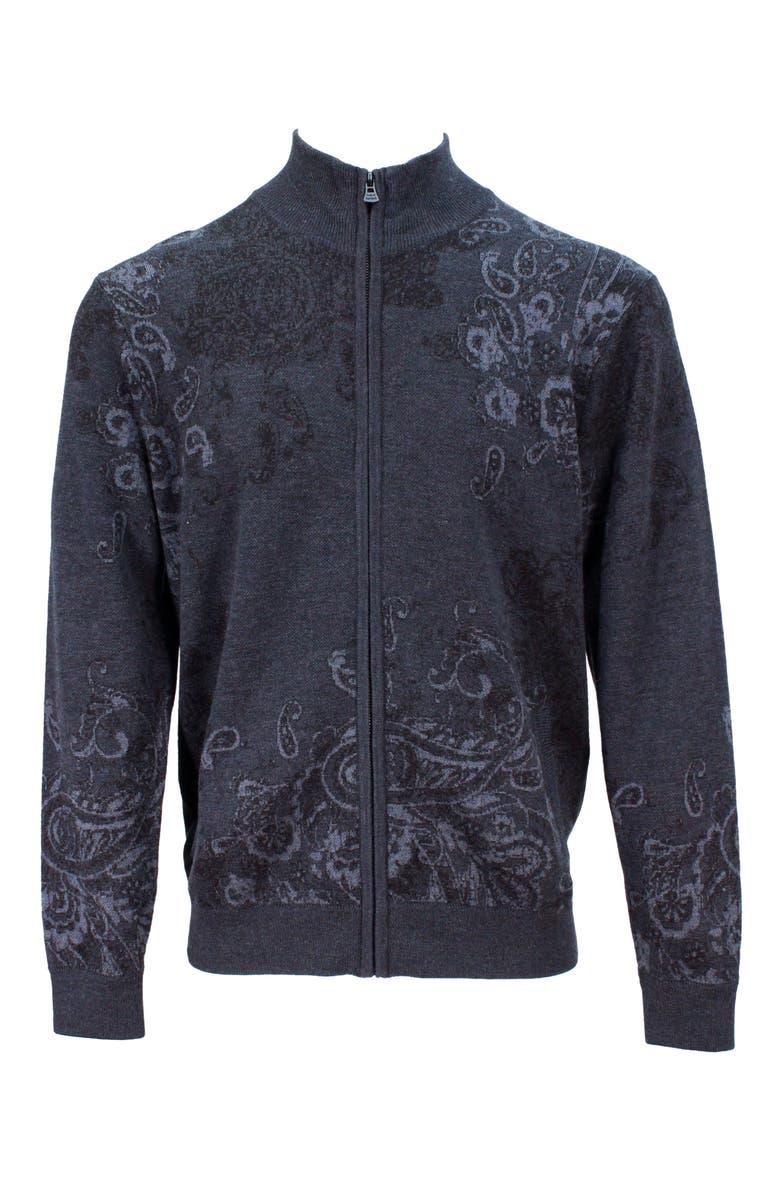 Lords of Harlech Frederick Merino Wool Silk Cashmere Full-Zip Cardigan Sweater, Main, color, Charcoal
