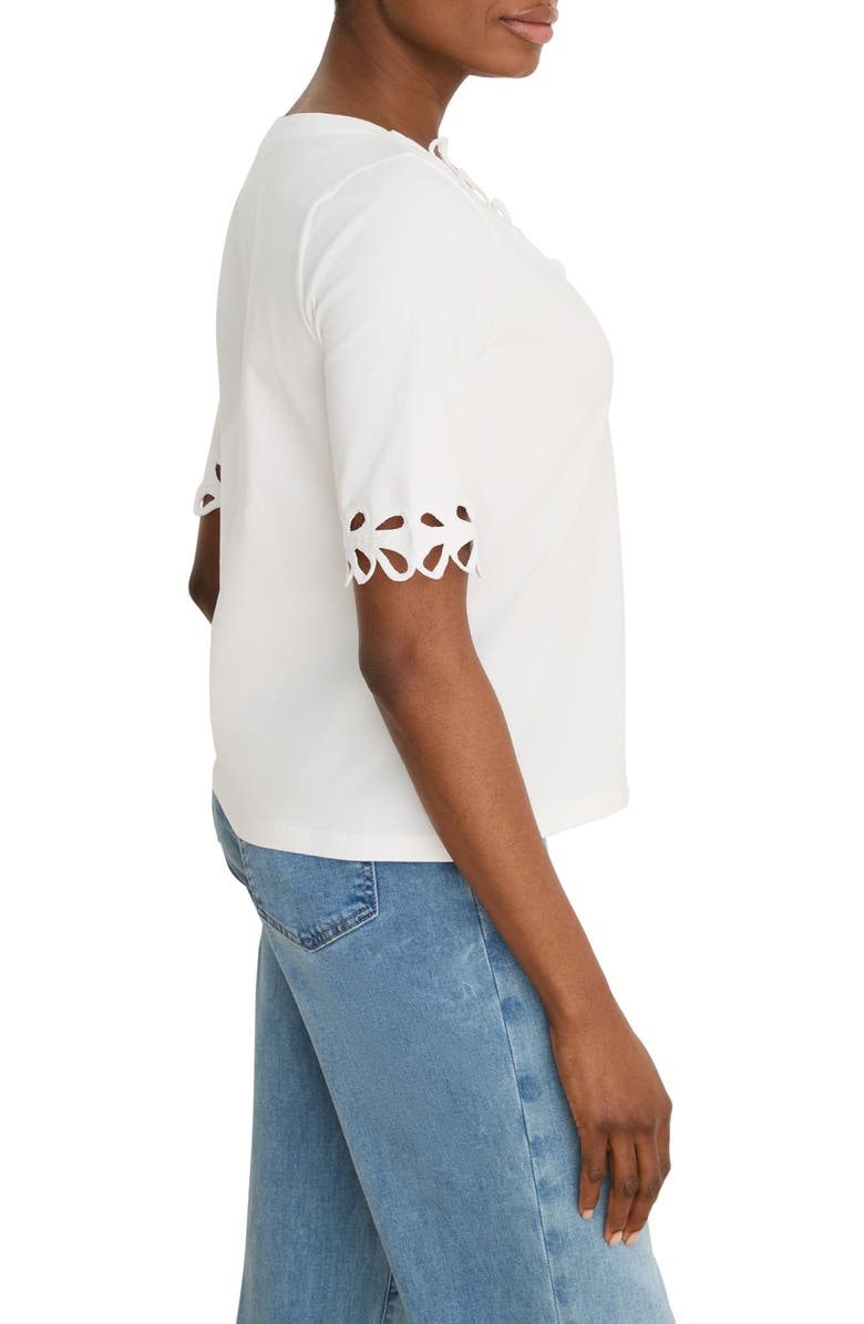 NIC+ZOE Rococo Soutache Embroidered Trim Top, Alternate, color, Paper White