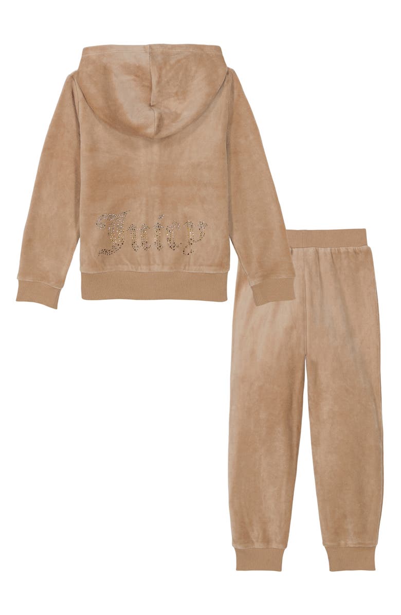 Juicy Couture Logo Velour Logo Full Zip Hoodie & Joggers Set, Alternate, color, 