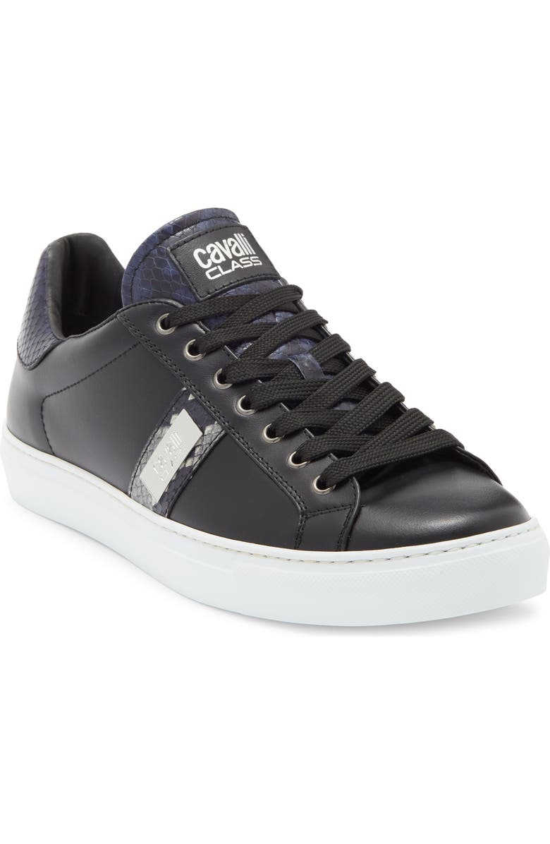 Roberto Cavalli Logo Plate Sneaker, Main, color, Black