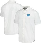 Tommy Bahama Men's Tommy Bahama White North Carolina Tar Heels Coconut Point Palm Vista IslandZone Camp Button-Up Shirt