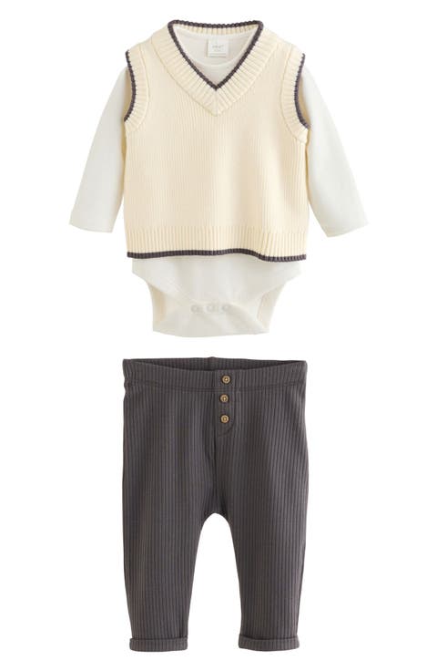 Kids' 3-Piece Sweater Vest, Bodysuit & Leggings Set