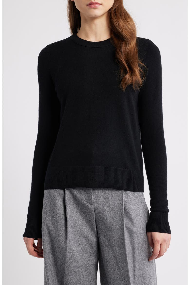 Classic Crewneck Cashmere Sweater, Main, color, BLACK