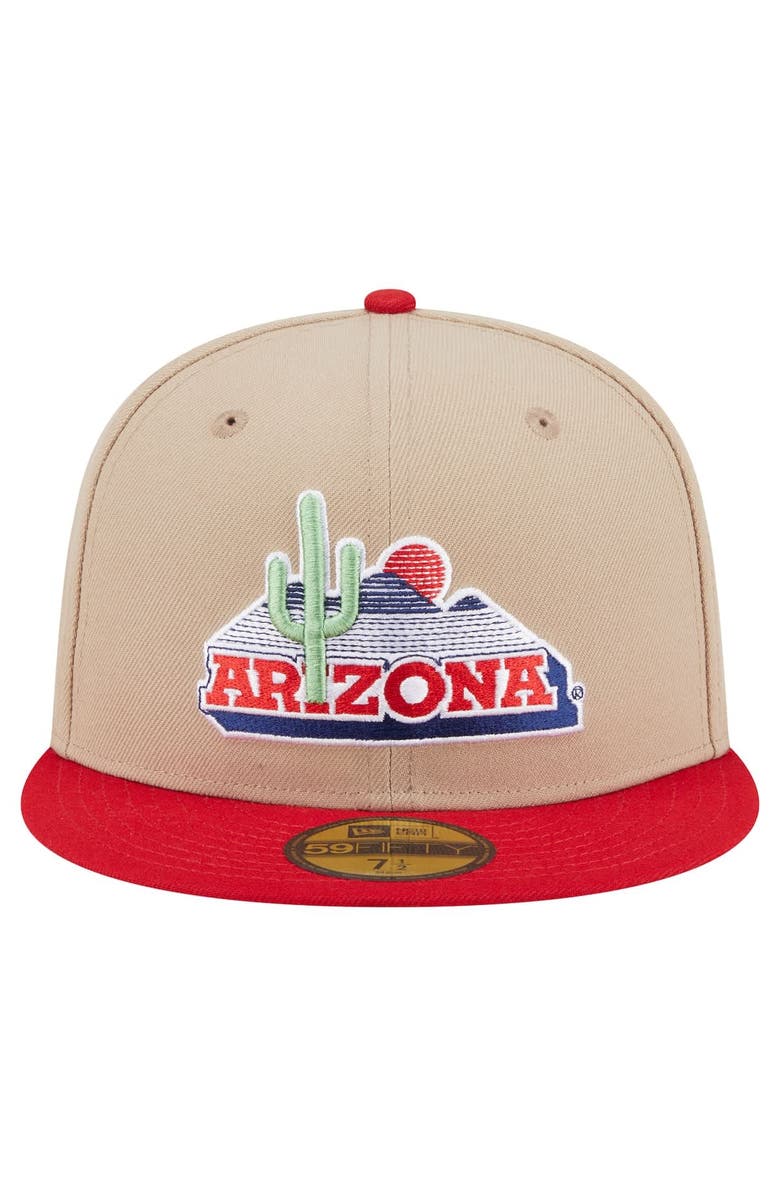 New Era Men's New Era Khaki Arizona Wildcats Throwback Two-Tone 59FIFTY Fitted Hat, Alternate, color, Khaki
