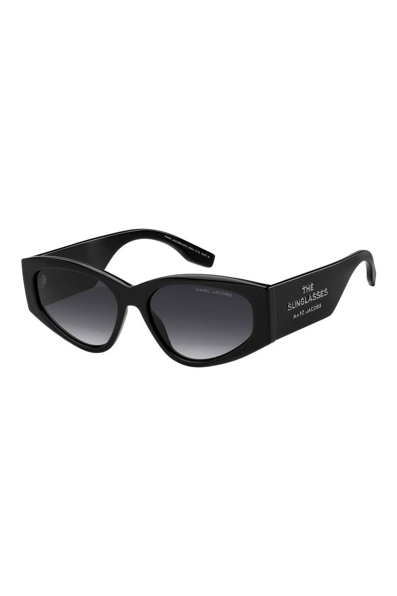 56mm Gradient Cat Eye Sunglasses, Alternate, color, BLACK