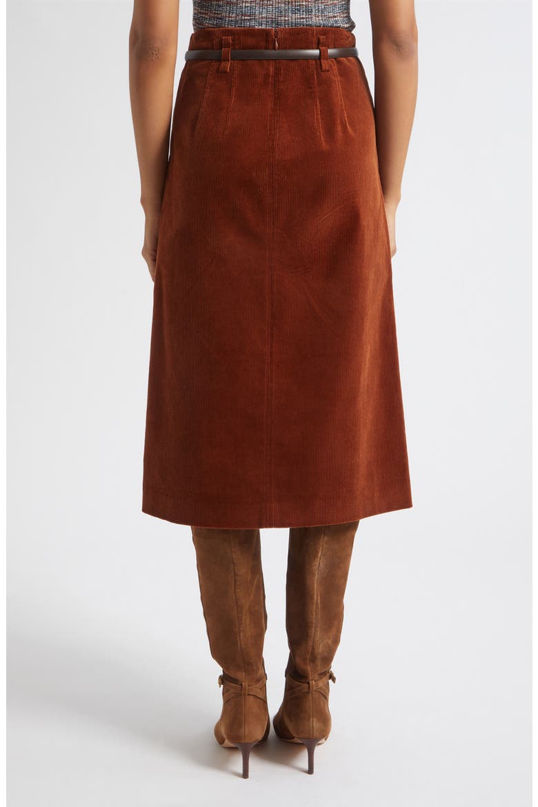 Alexie Corduroy Midi Skirt, Alternate, color, RUST