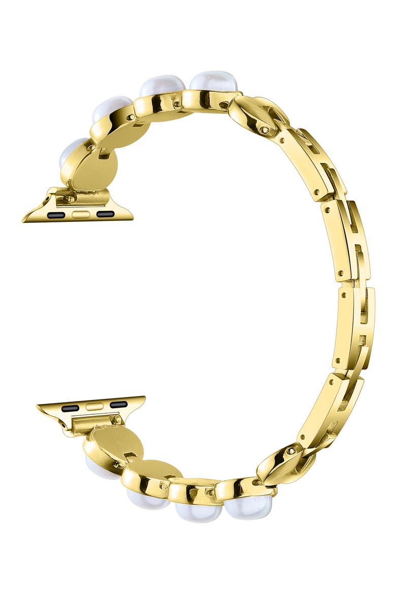 Grace Faux Pearl Heart Apple Watch® Watchband, Alternate, color, GOLD