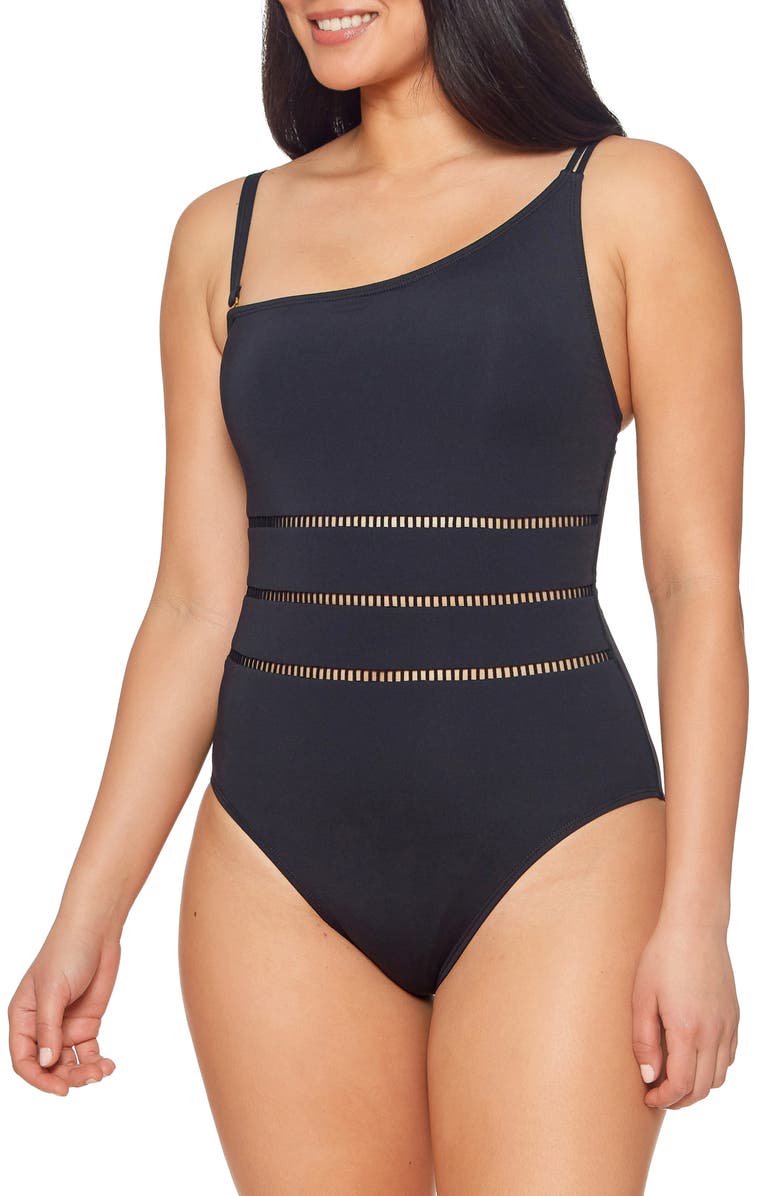 BLEU by Rod Beattie Behind the Seams One-Shoulder One-Piece Swimsuit, Main, color,