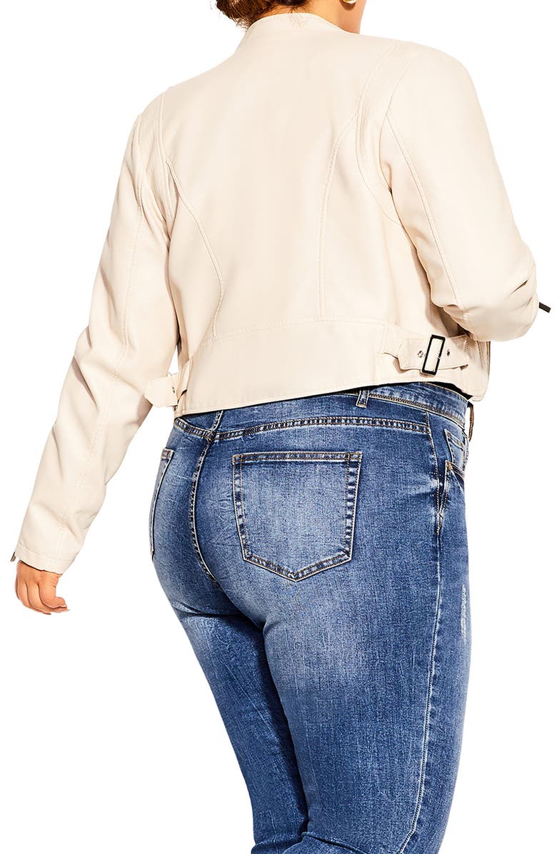 City Chic Crop Faux Leather Biker Jacket, Alternate, color,
