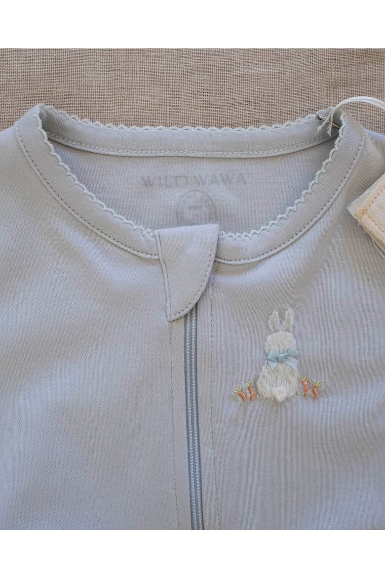 Pima Embroidered Footie, Alternate, color, Blue Bunny