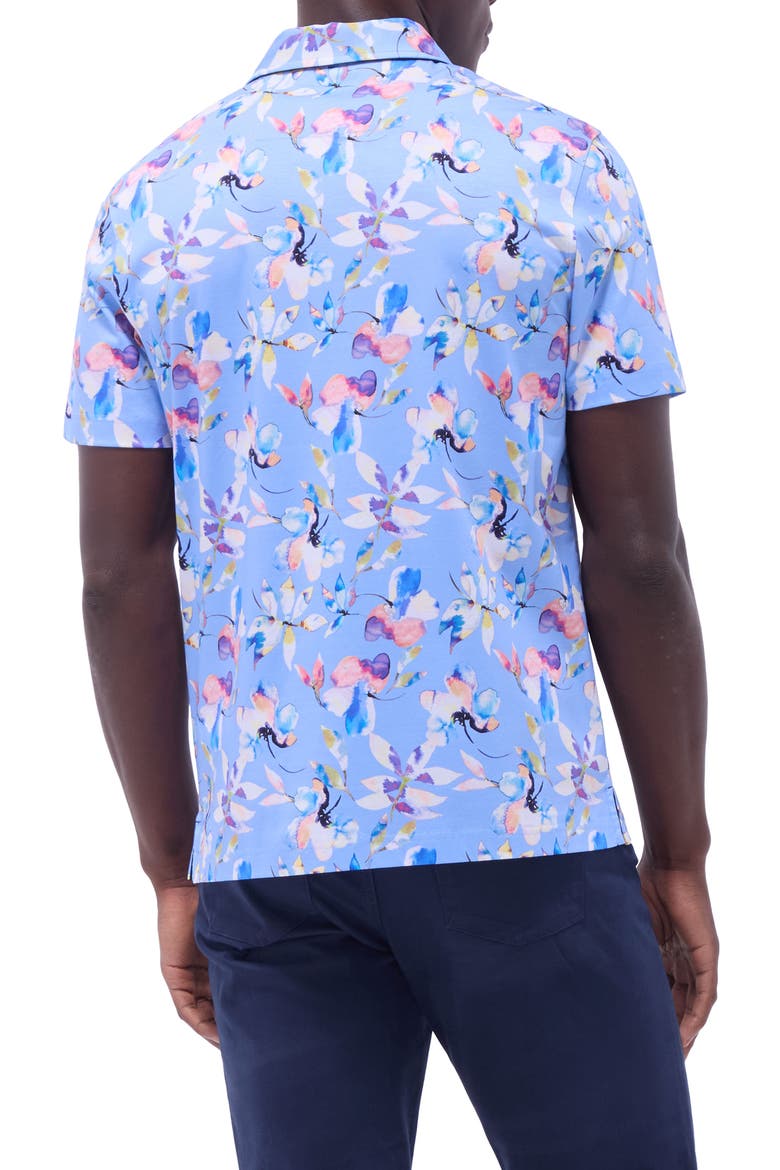 Hendrix Digital Floral Print Pima Cotton Polo, Alternate, color, AIR BLUE