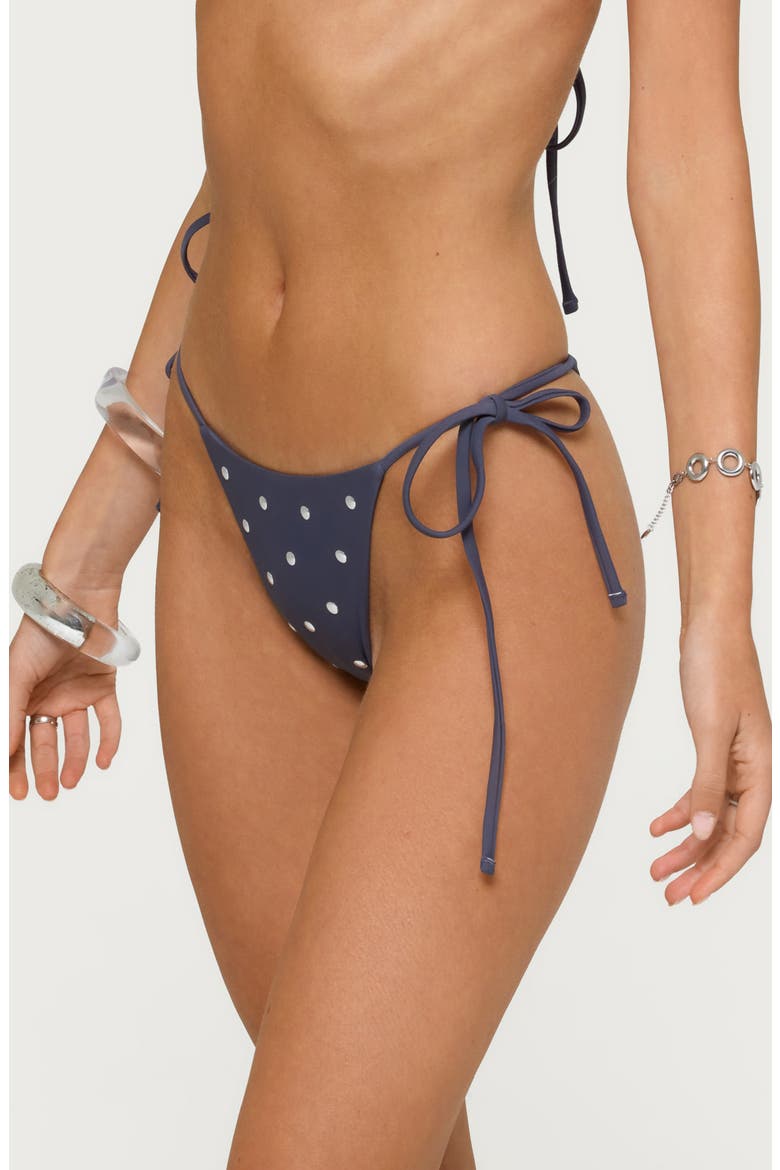 Janina Studded Side Tie Bikini Bottoms, Alternate, color, DARK-GRAY