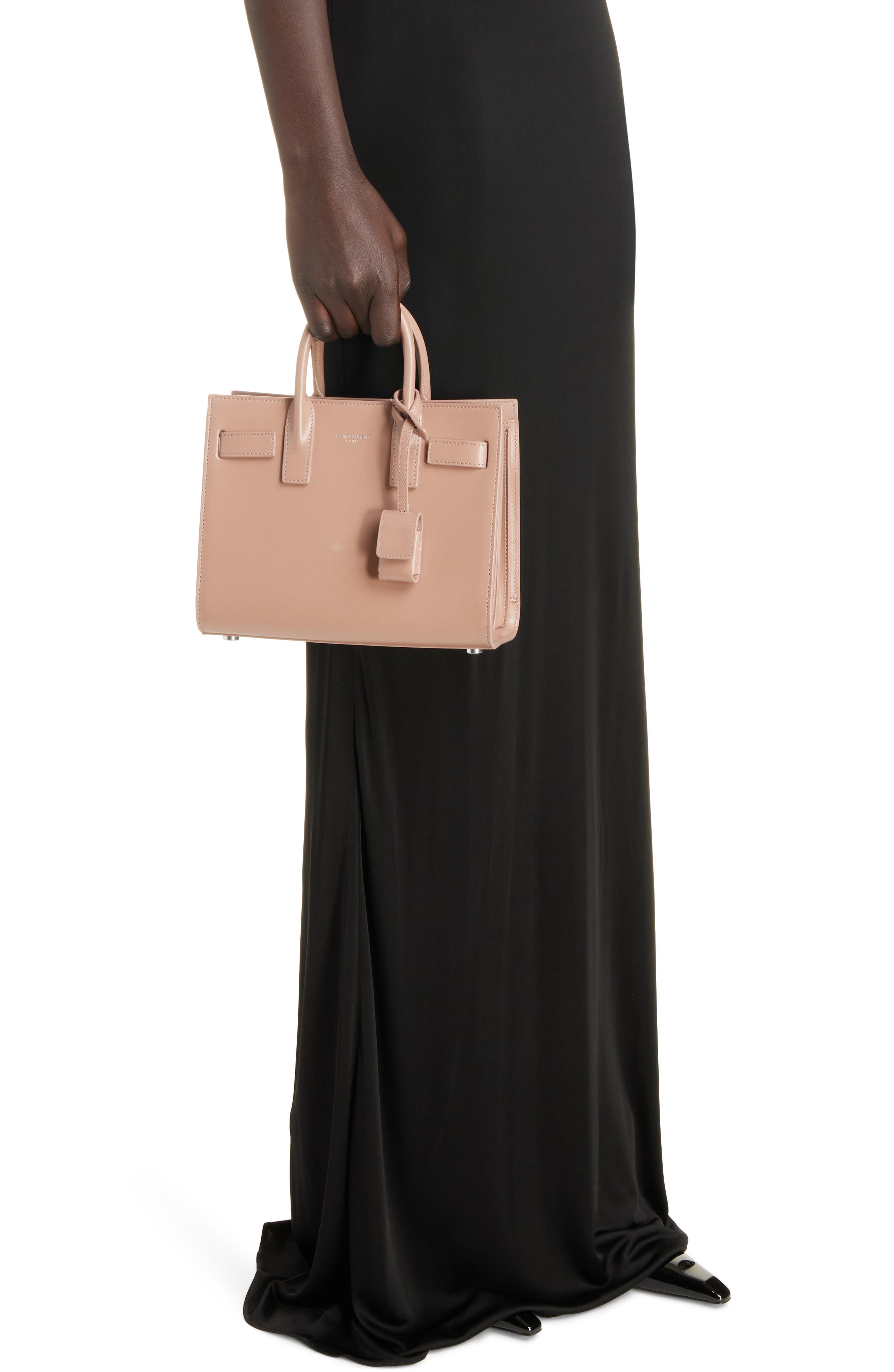 Saint Laurent Baby Sac de Jour Leather Tote, Alternate, color, Dark Old Rose