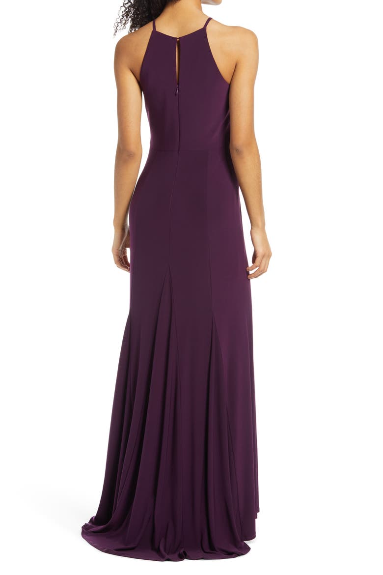 Halter Neck Gown, Alternate, color, EGGPLANT