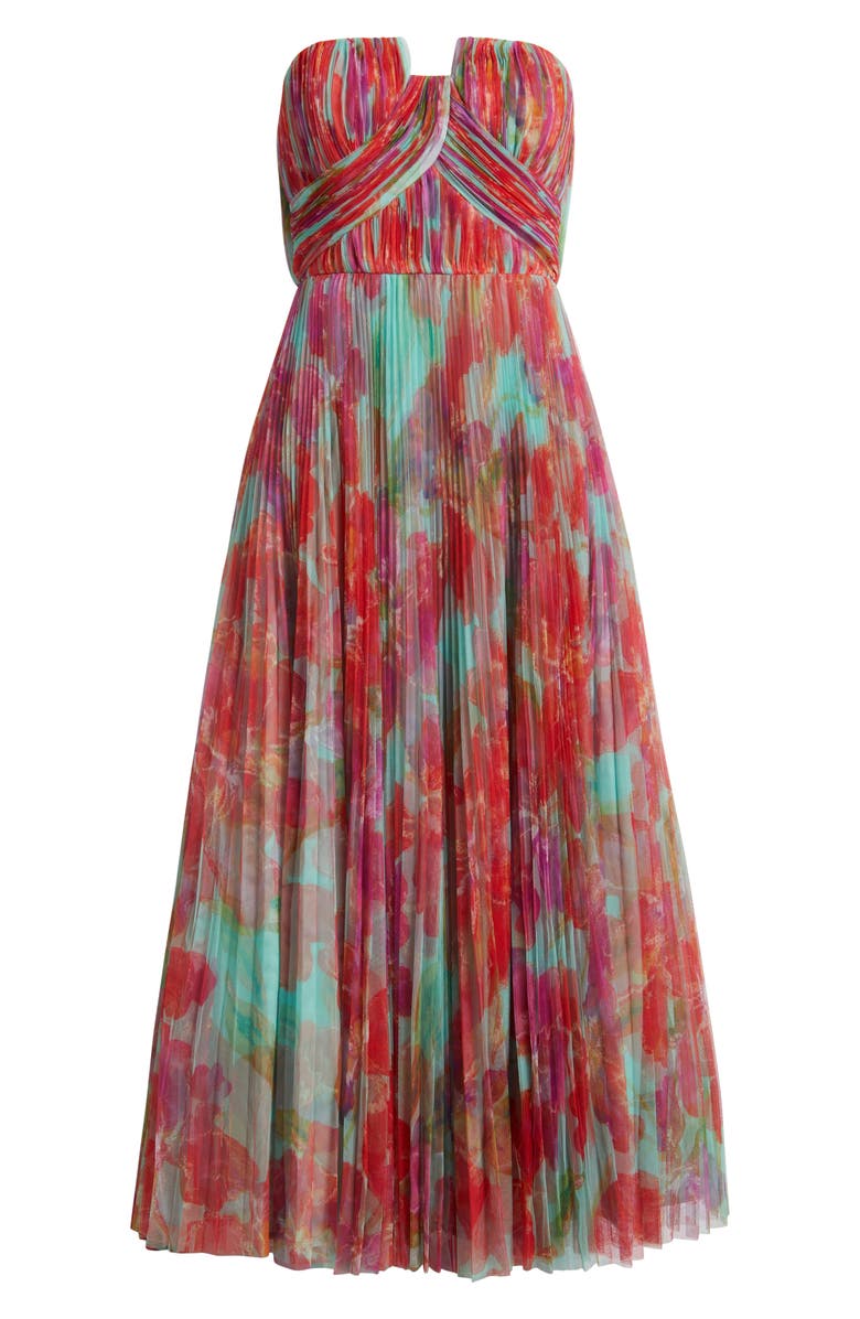 Hutch Pleated Strapless Mesh Gown, Alternate, color, Mint Orchids